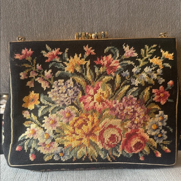 Vintage Jolles Micro Petit Point Floral Tapestry Bag - Picture 2 of 11